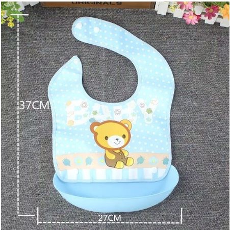 Celemek Makan Bayi Baby BIB Slabber Full Silikon C008