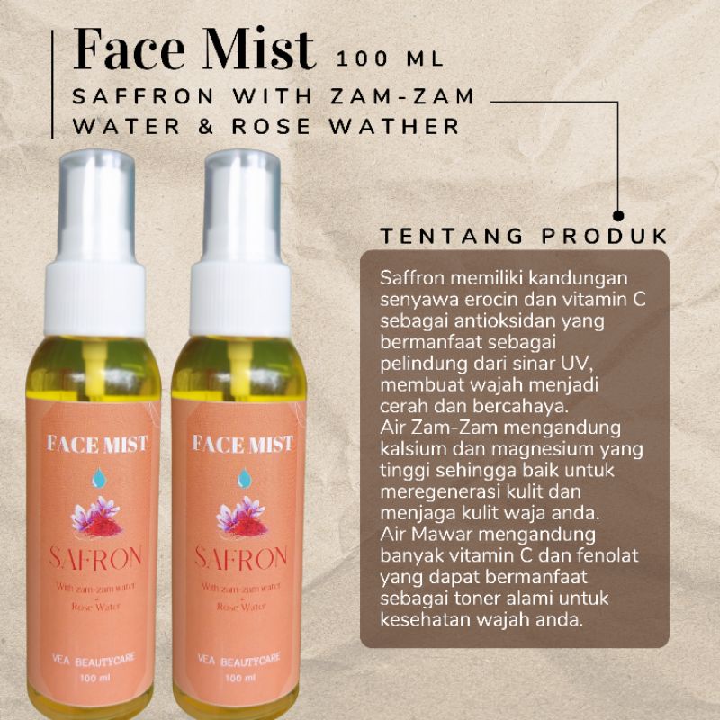 Facemist Saffron With Zam-Zam Water &amp; Rose Water 100 Ml Mencerahkan Wajah dan Melembabkan Wajah