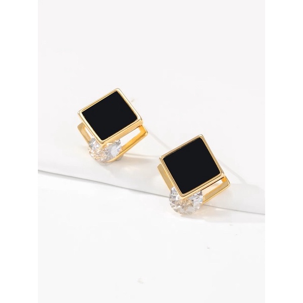 anting hitam permata titanium diamonde asli