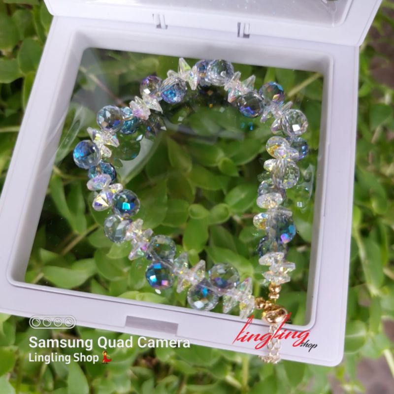 New.. new model Gelang serut batu kristal//gelang batu kristal serut mix titanium//gelang kekinian