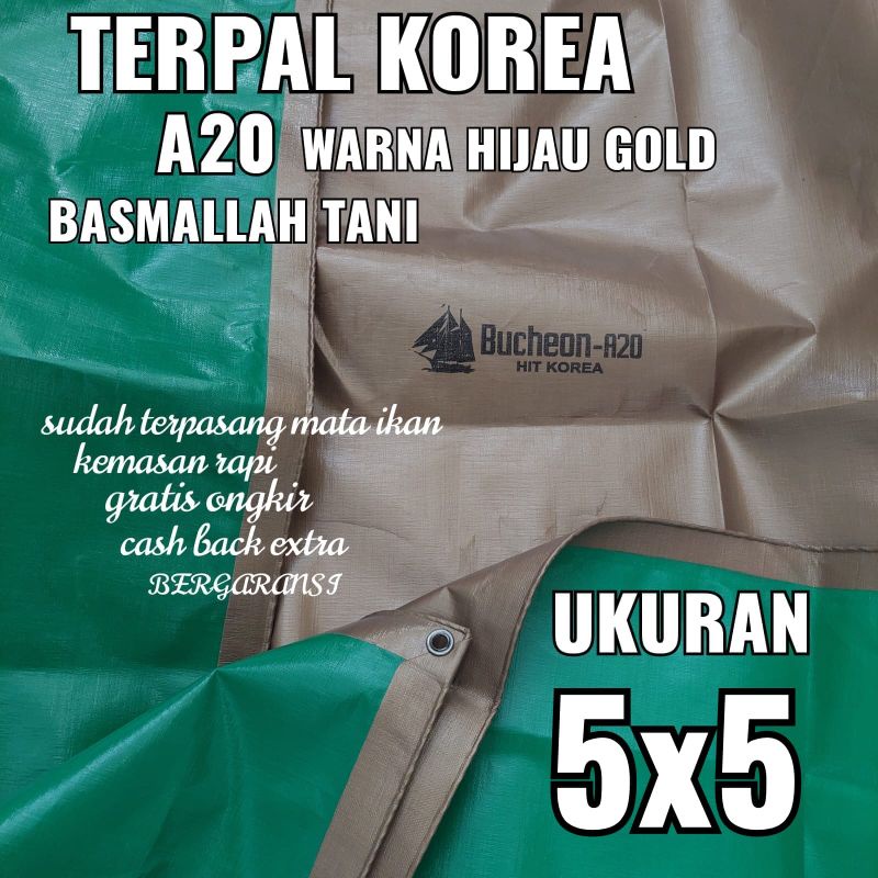 Terpal KOREA A20 Warna Hijau Gold ukuran 5x5 meter merk TRECK