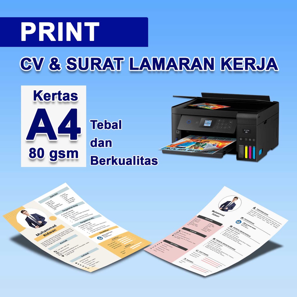 

Print CV | Print Surat Lamaran Kerja | Cetak CV dan Surat Lamaran Kerja | Kertas Premium 80 gsm