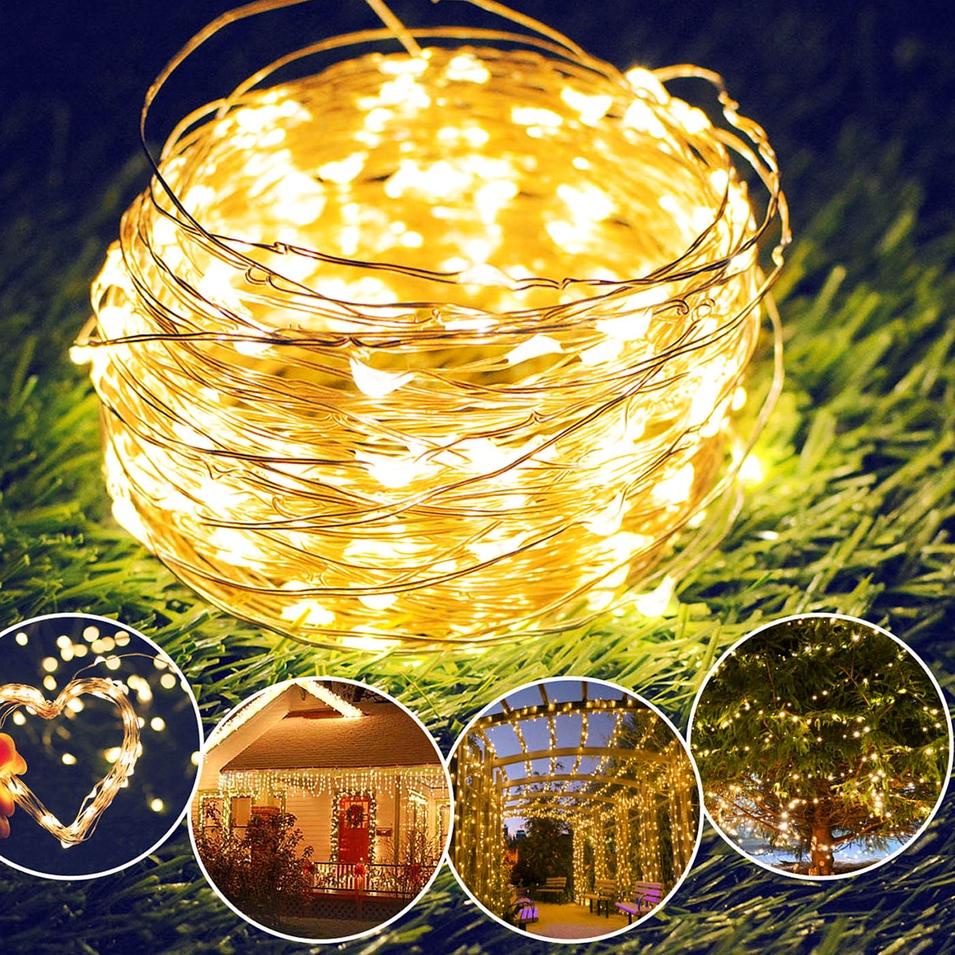 Bagus Lampu String LED Natal 3M 5M 10M 3AA Baterai Dioperasikan Garland Outdoor Indoor Rumah Dekoras