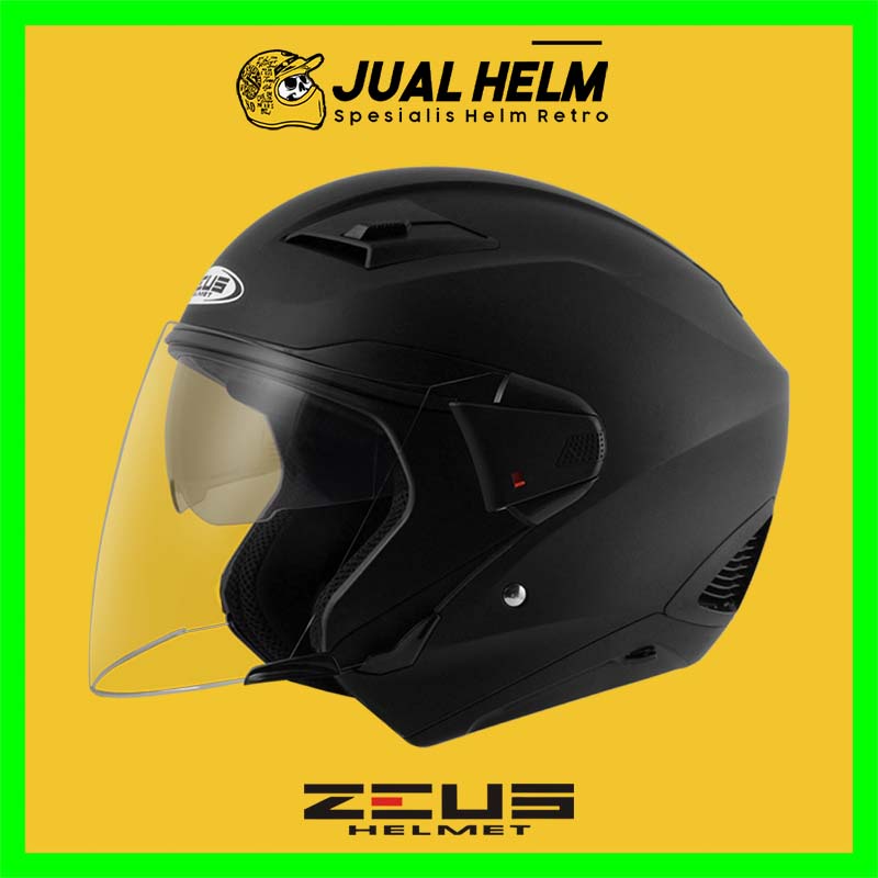 Helm Zeus ZS611 Solid Black Doff | Zeus ZS 611 Double Visor
