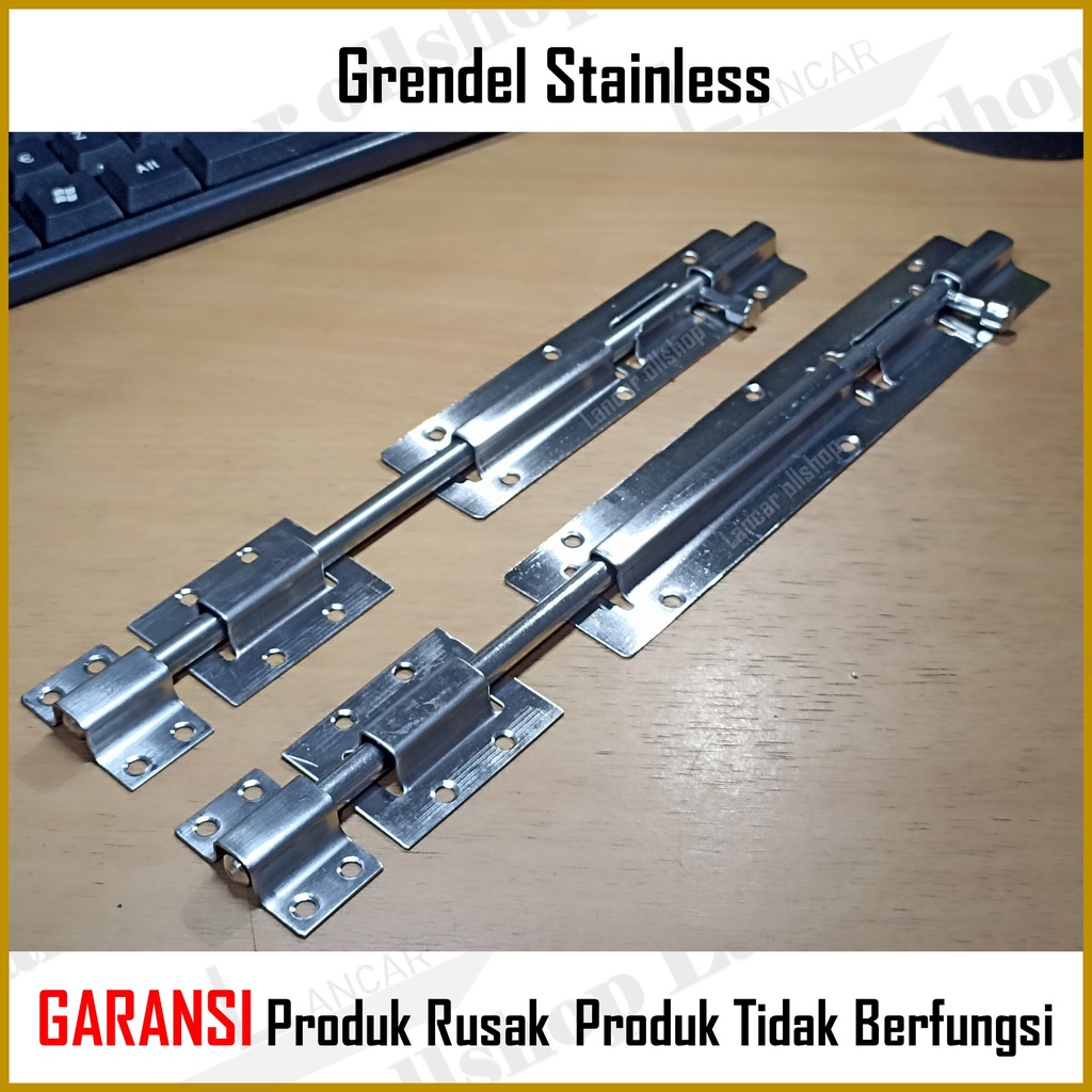 Grendel Slot Pintu Jendela Panjang Stainless Besar / Selot Stainless + Skrup / Grendel Stainless Steel Stenlis Stanlis Tebal 10 Inch 12 Inch