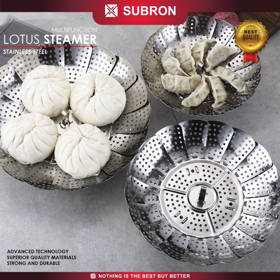 Alat Kukus Steamer Lipat Teratai Lotus Stainless Steel Baki Uap - SUBRON