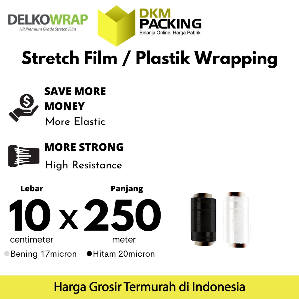 

Stretch Film 10cm x 250m Plastik Wrapping DELKO WRAP TERMURAH /SATUAN