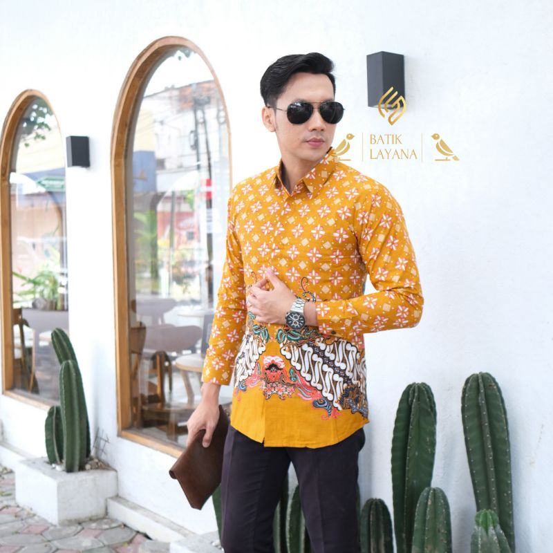Truntum Kuning Kemeja Lengan Panjang Baju Formal Maupun Nonformal