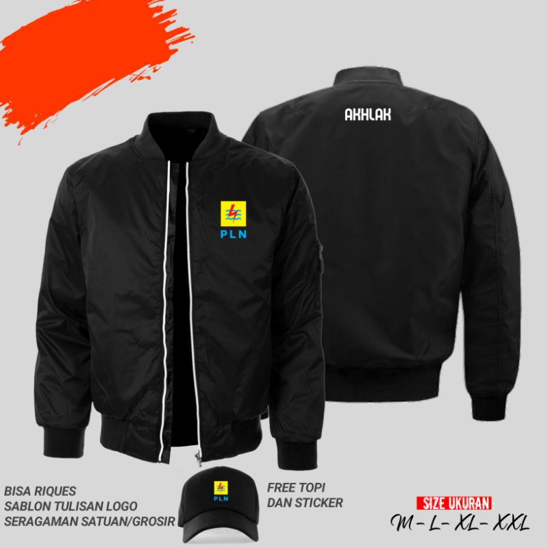 Jaket Bomber - Jaket PLN logo free topi