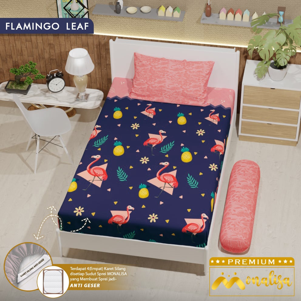 Monalisa Premium Sprei Uk 90/100/120 - Flamingo Leaf