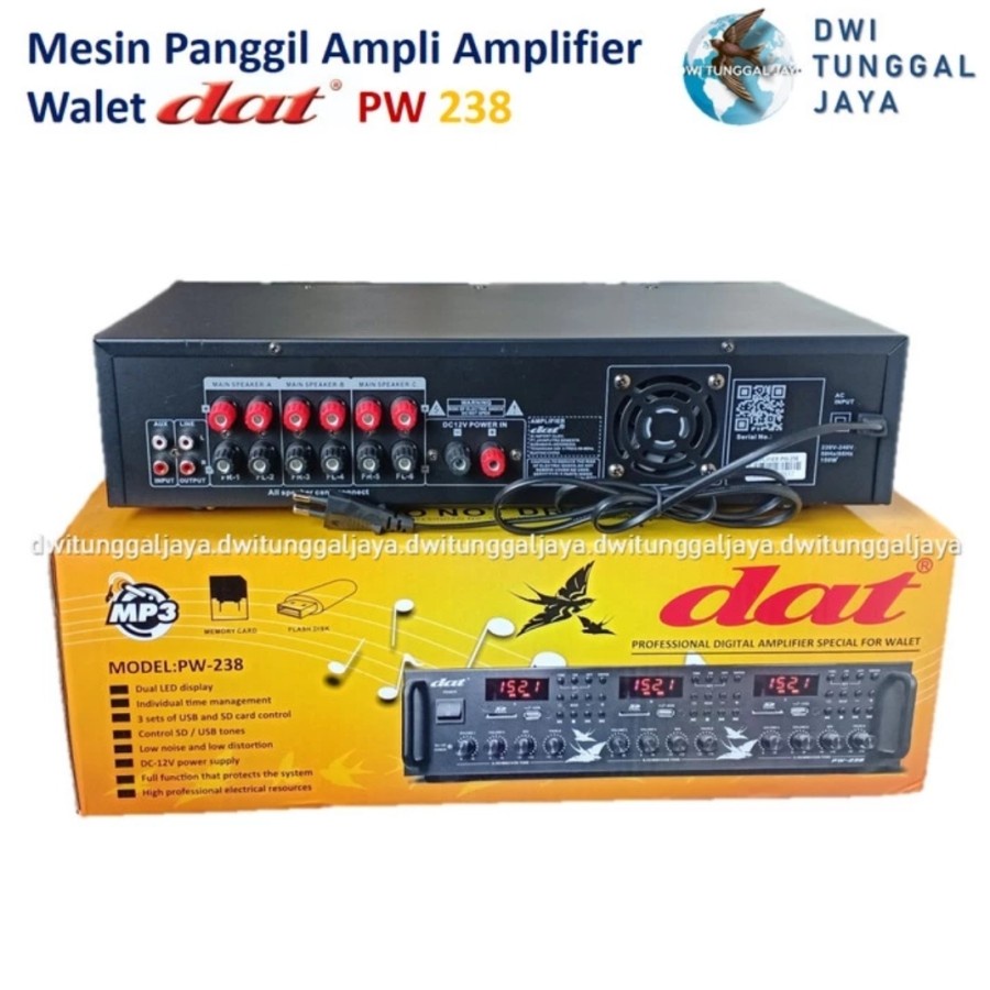 Ampli walet dat pw238 mesin panggil amplifier pw 238 timer charger aki