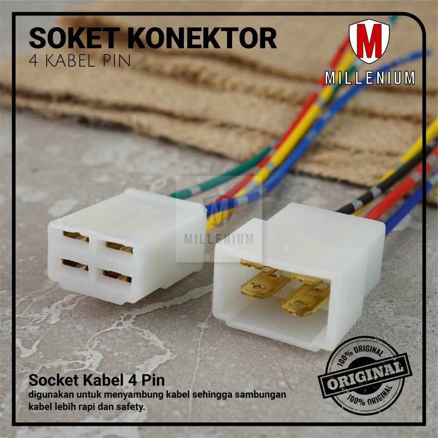 SOKET KONEKTOR KABEL 4 PIN / SOCKET SAMBUNG MOBIL MOTOR KABEL BINTIK