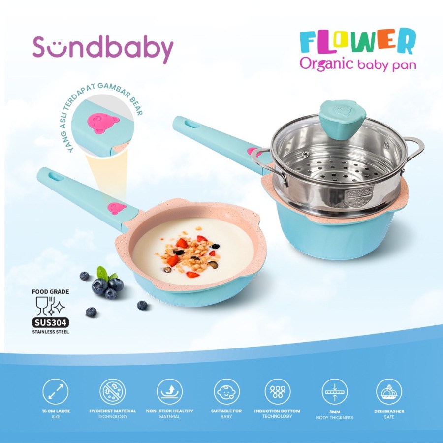 BOLDe SUNDBABY FLOWER ORGANIC BABY PAN - Panci Set Steamer MPASI Bayi