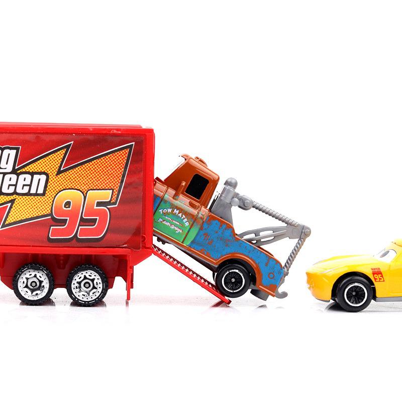 Kartun Film Cars Petir McQueen Mater Sheriff Jakson Storm Model Metal Diecast Mobil Mainan Untuk Anak 7pcs