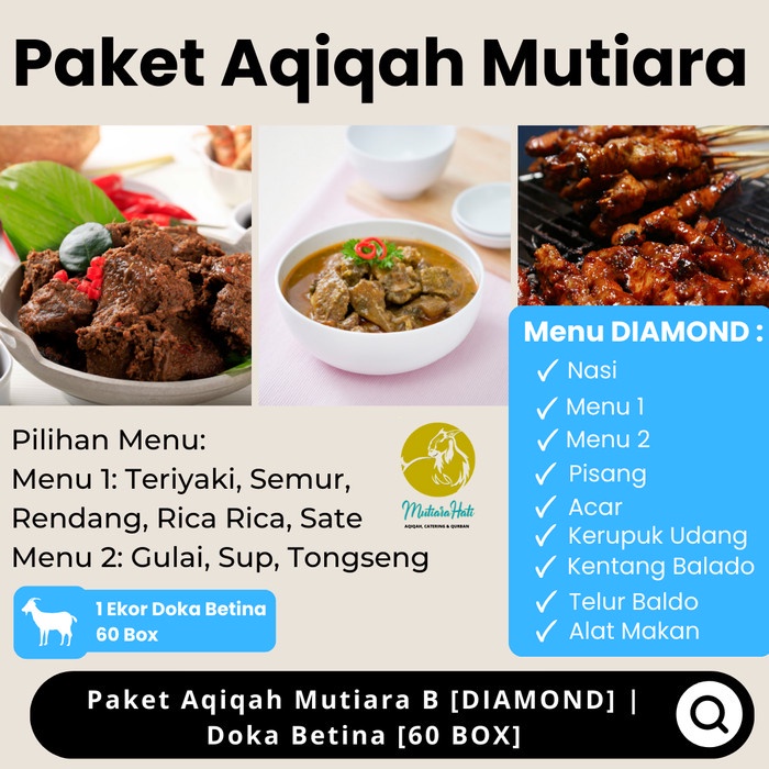 

Paket Aqiqah Murah Mutiara B [DIAMOND] | Doka Betina [60 BOX]