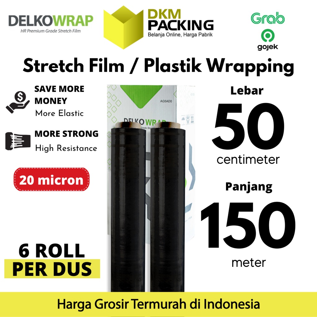 

Plastik Wrapping Stretch Film 50cm x 150m HITAM DELKOWRAP OJOL / DUS