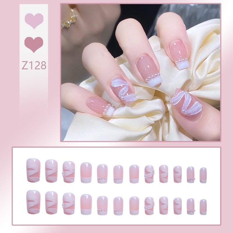 Kuku Palsu 【B117，lem cair】Nikah kuku Wedding False Nailart Pengantin Tangan