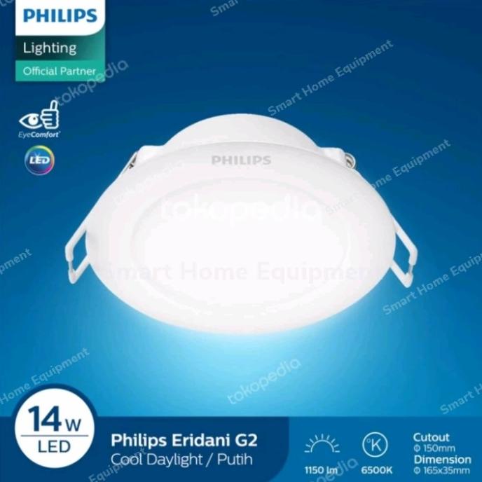 Philips Downlight Eridani 14 watt 6500K 4000k 3000K Lampu