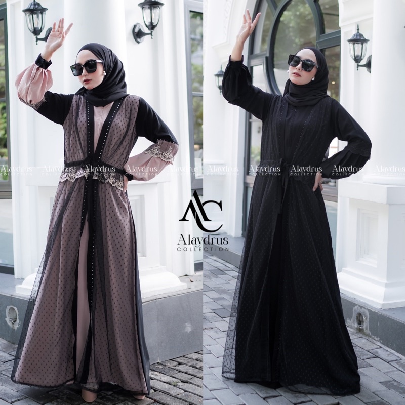 Abaya Syari Gamis Maxi Dress Arab Saudi Bordir Zephy Turki Umroh Dubai Turkey India Wanita Hitamjo 867