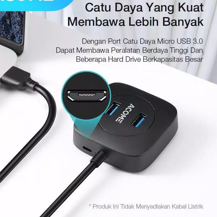 Terpercaya Hub USB 4 Port ACOME AH300 Smart Hub 3.0 High Speed Splitter 5GB/s garansi resmi 1th