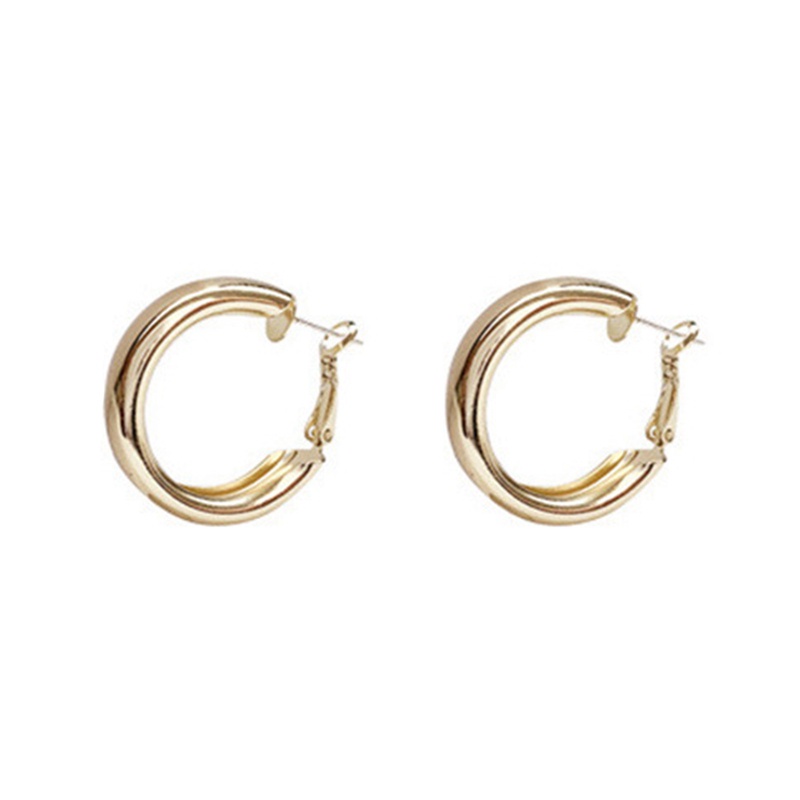 Fancyqube Golden Anting Hoop Besar Anting Hoop Geometri Korea Anting Logam Untuk Wanita Perempuan Retro Drop Earrings