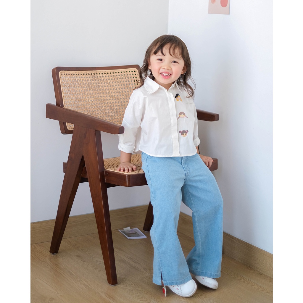EMELY OVERSIZED SHIRT | Kemeja Anak Perempuan | Kemeja Oversized Anak | Kemeja Anak Bordir