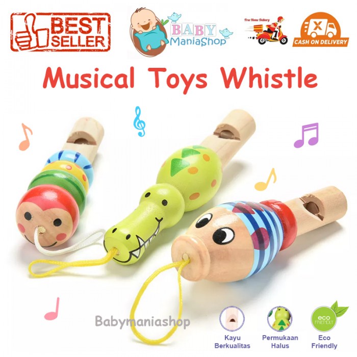 Mainan Musik Bayi Peluit Baby Whistle Animal Kayu Wooden Toys Peluit Kayu Ssensory Latihan Meniup