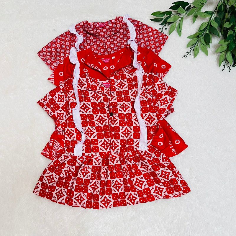 ATASAN ANAK PEREMPUAN BLUS BATIK ANAK CLARISSA MERAH PUTIH MURAH BAHAN KATUN