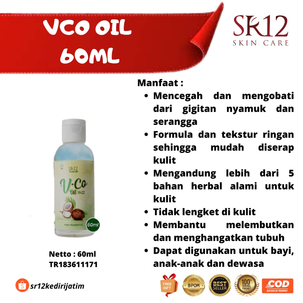 Jual Vco Oil SR12 60ml Minyak kelapa Murni Vco Oil Multi Fungsi Mengatasi semua masalah tubuh