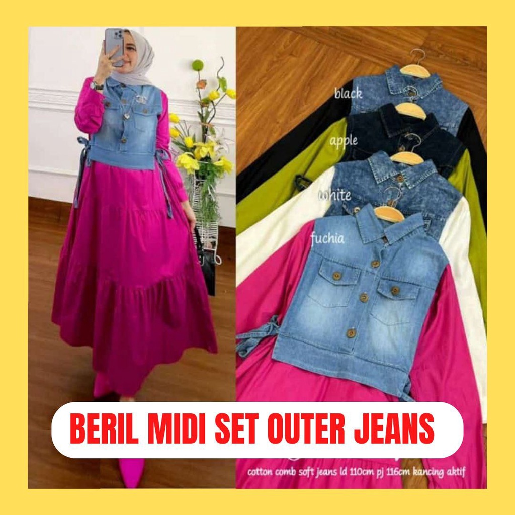 Set outer Beril midi jeans