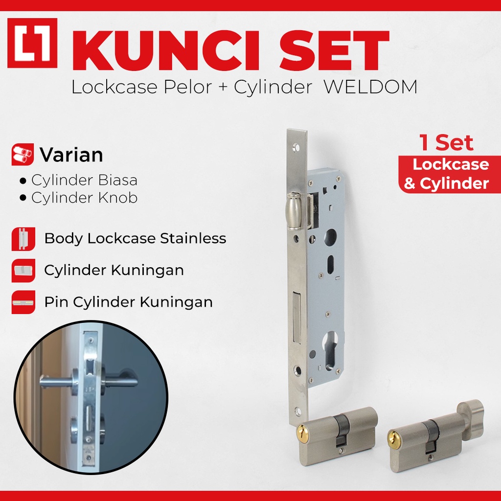 Mortise Lockcase Pintu 8530 Pelor Silinder 65mm Kunci/Knob - Weldom