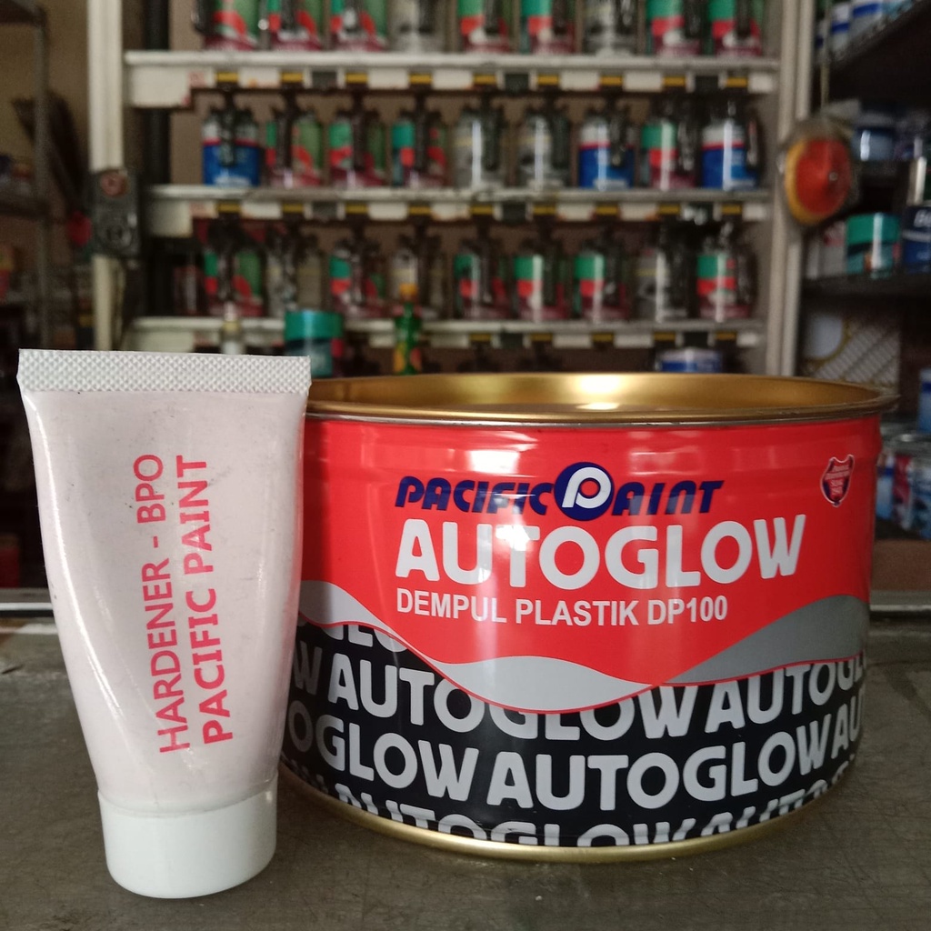 Autoglow Dempul 1 Kg set Hardener / Dempul Pacific Paint / Dempul Putih Kiloan / Polyester Putty / D