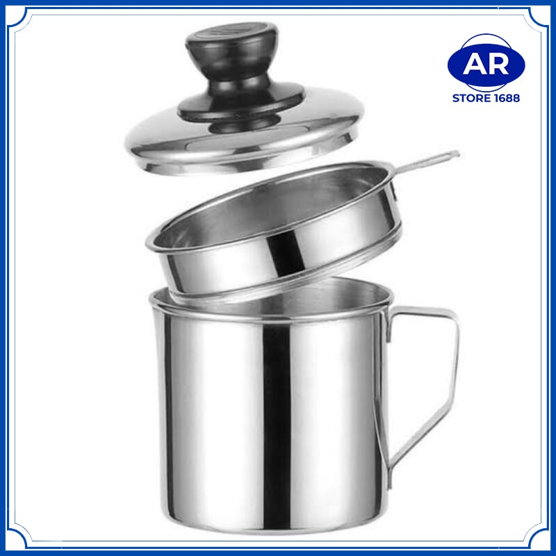 AR OIL POT 1.3Liter / WADAH SARINGAN MINYAK STAINLESS STEEL 1300ml / TEMPAT SARINGAN MINYAK GORENG