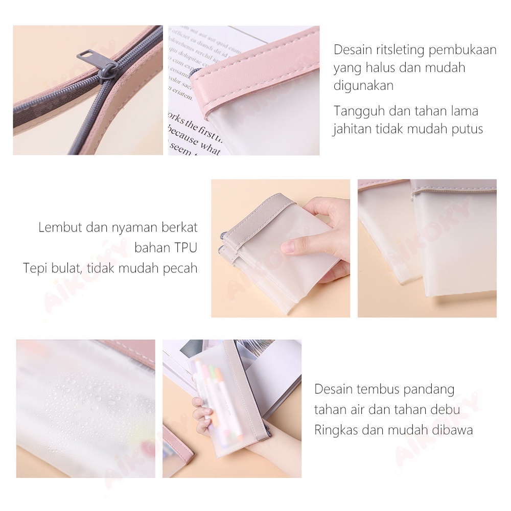 Aikoky Kotak Pensil Edge Color Transparan/Tempat Pensil Anak