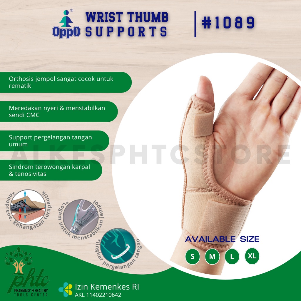 1089 Oppo Wrist Thumb Support Neoprene l Wrist Support Neoprene l Deker Jari Tangan