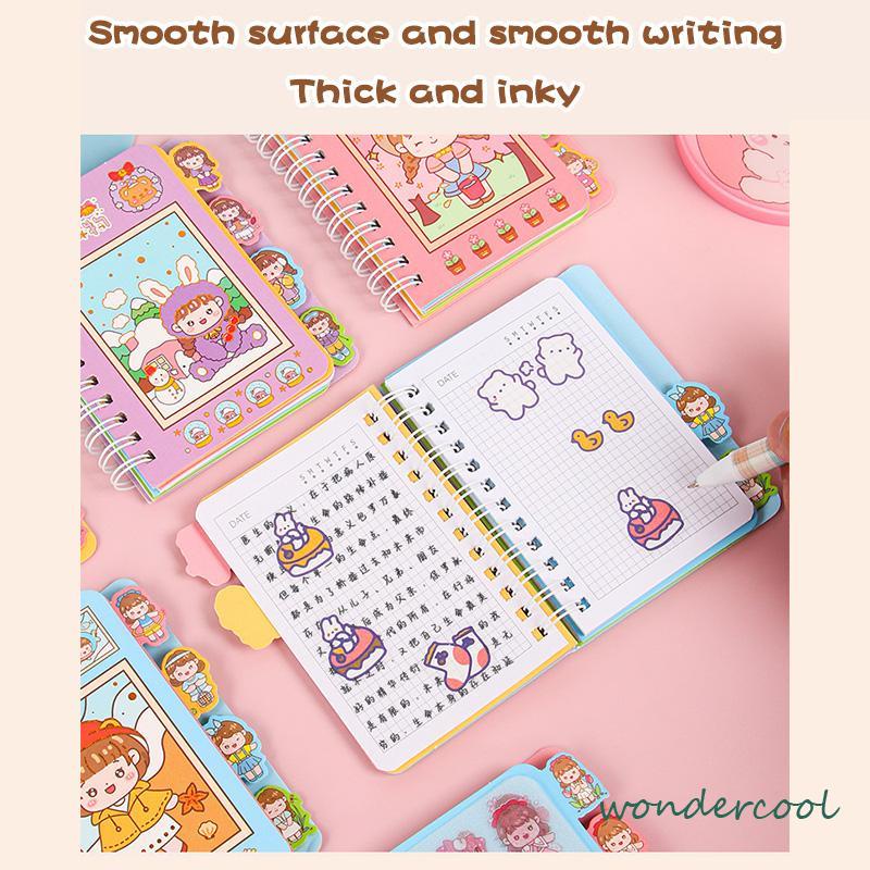 Buku Catatan Lucu Siswa Scrapbook Coil  Buku Portabel  Dengan Stiker Di Dalamnya-Won