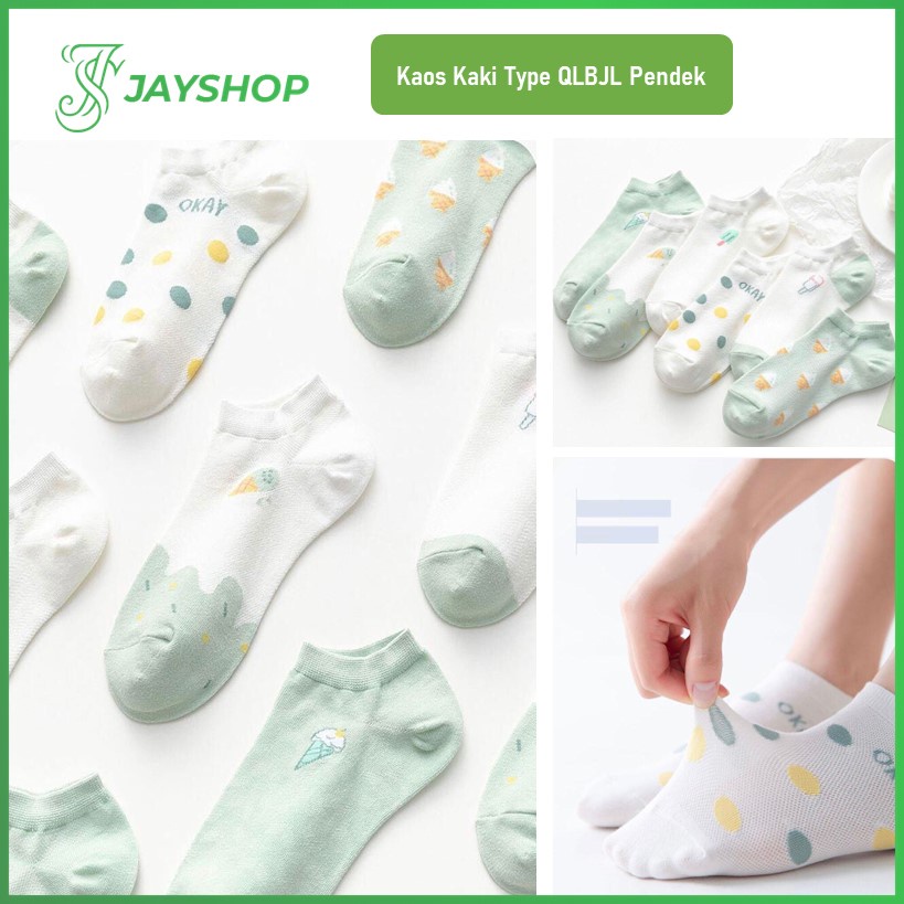 Kaos Kaki QLBJL Motif Ice Cream Pendek Kaos Kaki Lucu Dewasa Semata Kaki