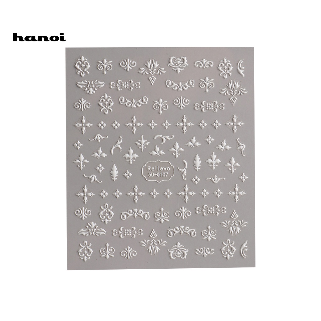 Han _ Warna Putih Manicure Decal Female Supply Manicure Dekorasi Motif Bunga Patch Efek 3D