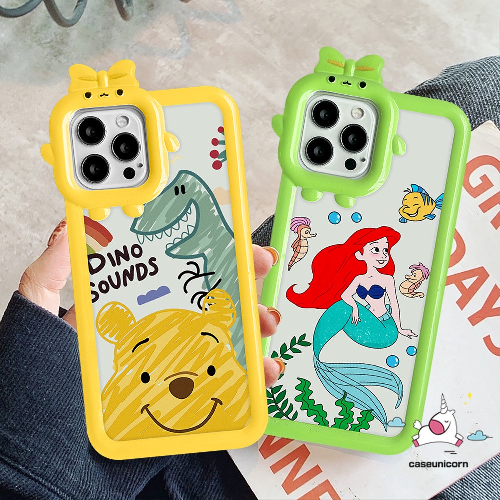 Casing Lensa 3D Bow Monster Redmi Note 10 9 A1+9T 10A 9C NFC 9A 10C Mi 11 Lite Redmi Note 11Pro+10 8 9 11 11s 10Pro Max Plus X3 M3 Pro Mermaid Lucu Dinosaurus Winnie the Pooh Sarung