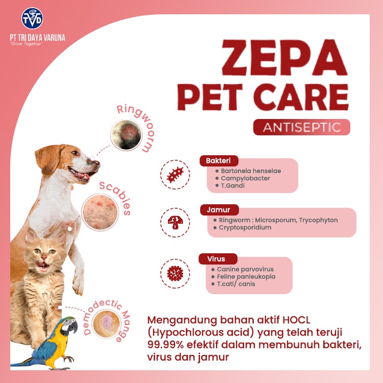 Zepa Pet Care ANTISEPTIC Cair Obat Luka Kucing Anjing Anti Jamur Virus