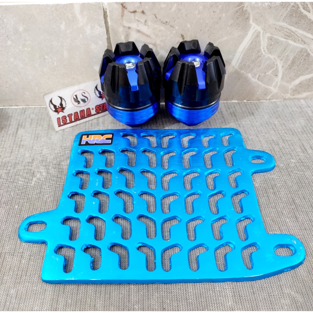 Paketan Cover radiator warna full cnc free baut anti karat vario125/150 ADV PCX Plus jalu AS BLUE