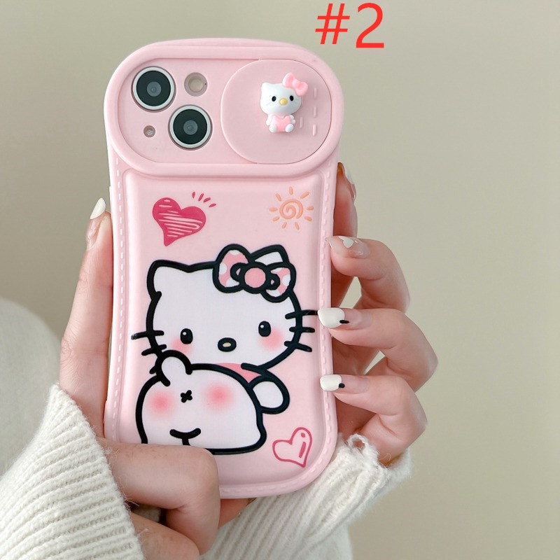 Hello Kitty Doll Push The Window Cover Soft Case iP iPhone 11 12 13 14 Pro Max Pink Casing Apple