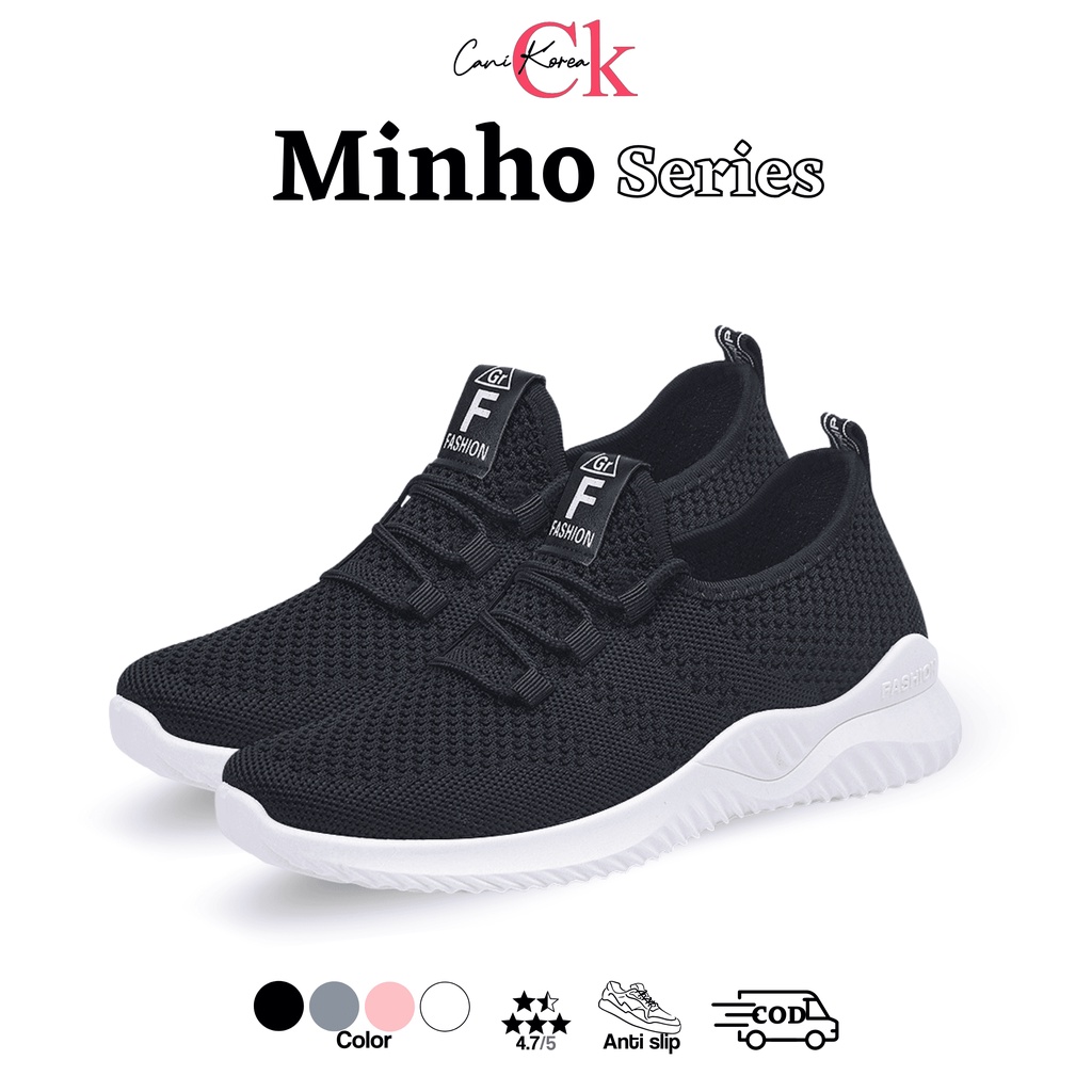 CaniKorea &quot;FREE BOX&quot; Minho Sepatu Olahraga Wanita Sepatu Running Sepatu Sneakers Wanita Bertali Running Shoes Korea 9131