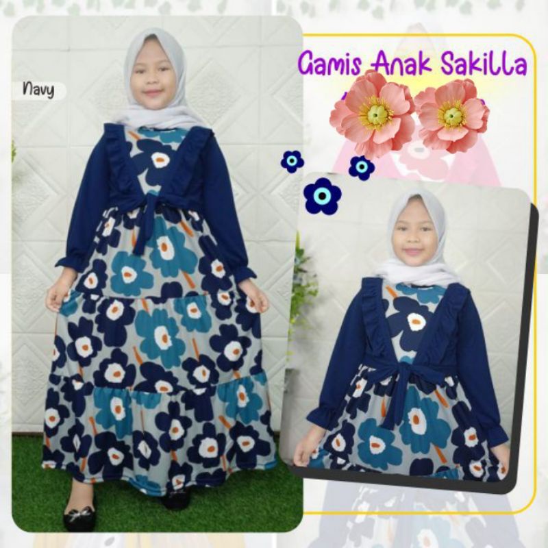 GAMIS ANAK SAKILLA ROMPI MENYATU/BAJU ANAK PEREMPUAN MUSLIM