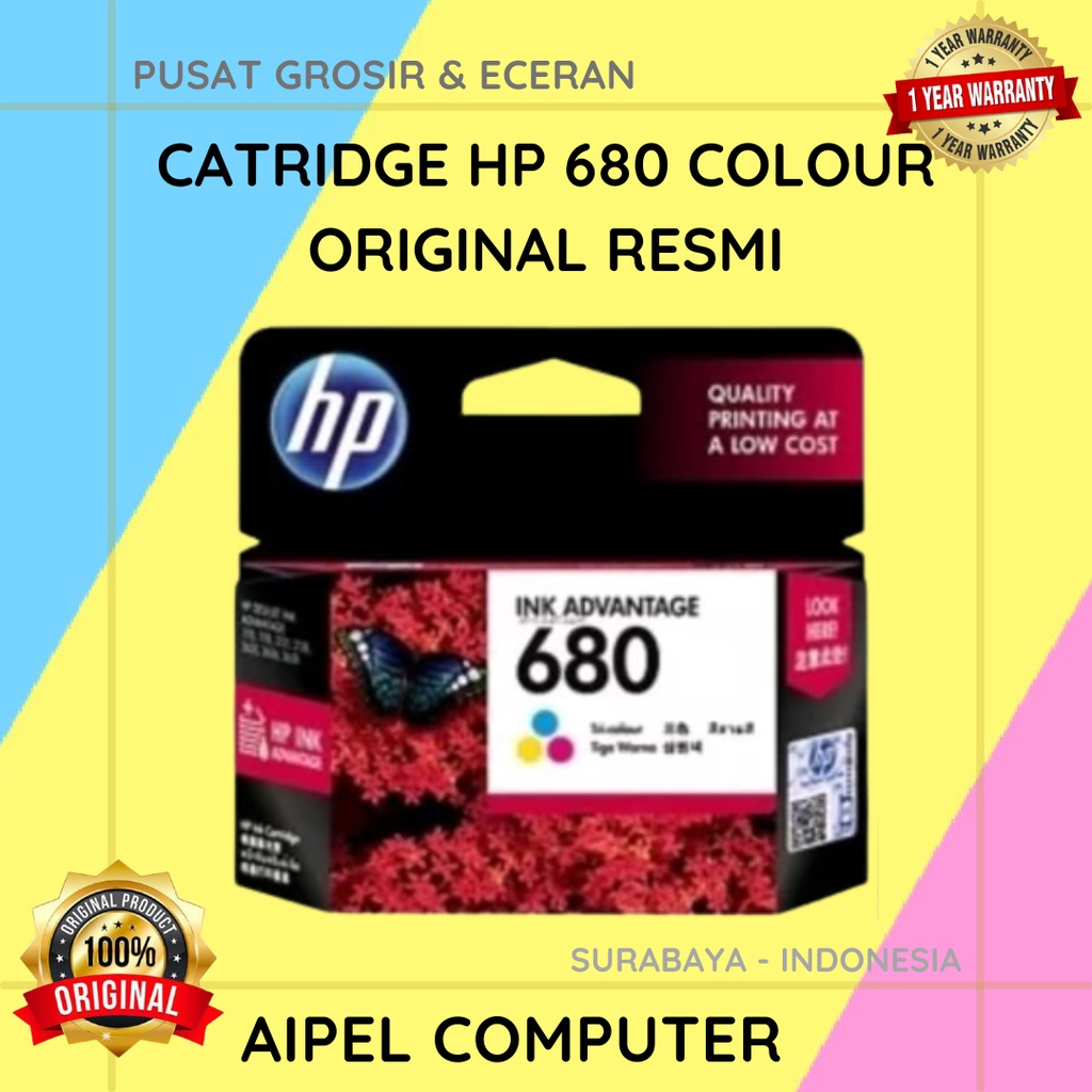 680C | CATRIDGE HP 680 COLOUR ORIGINAL RESMI