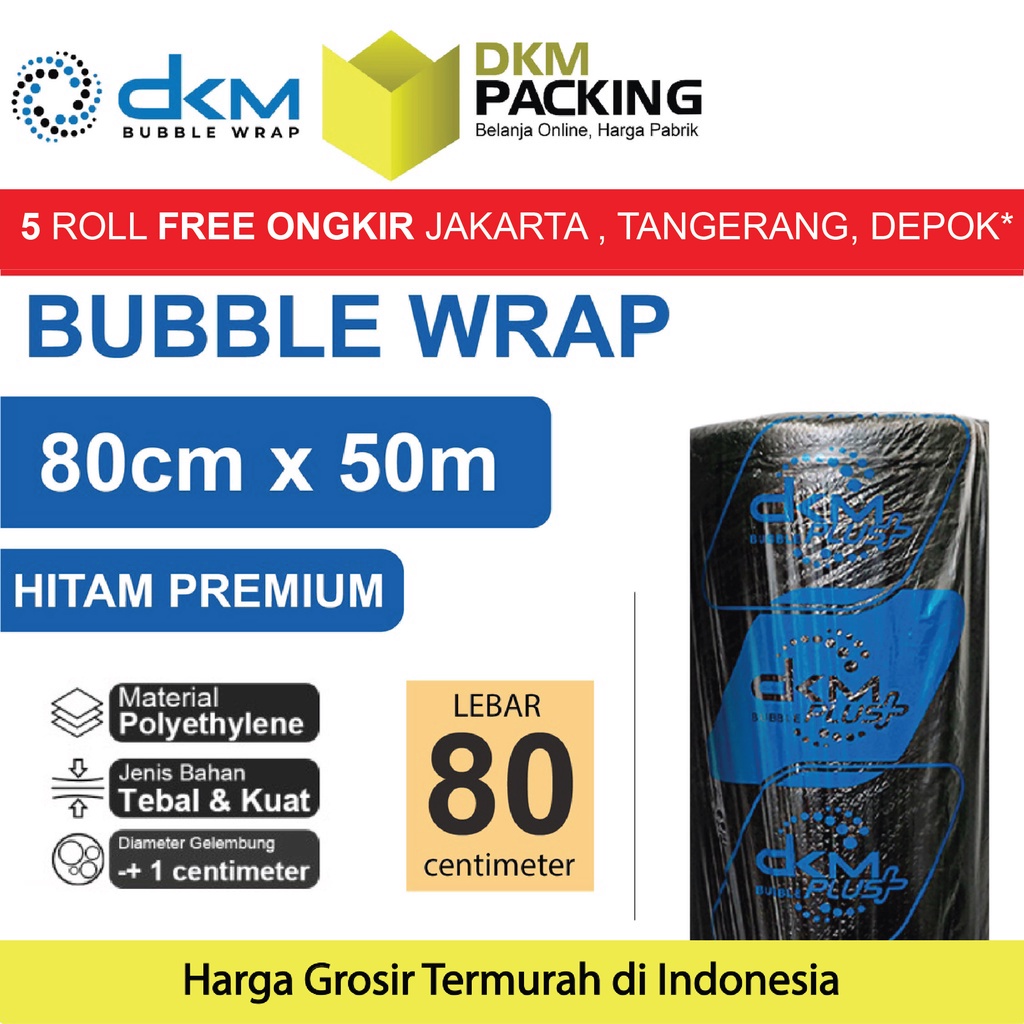 

Plastik Bubble Wrap Hitam Premium 80CM x 50M TEBAL DKM+ Bubblewrap
