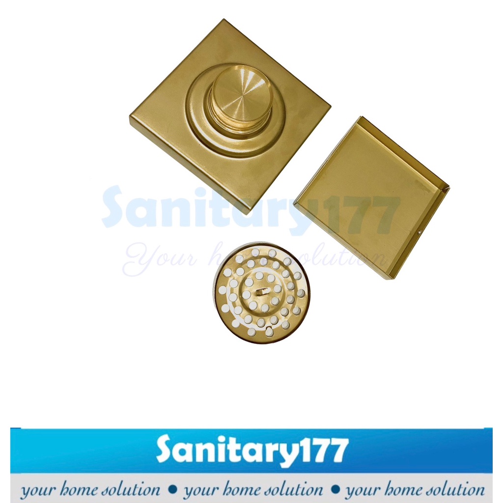 Floor Drain Stainless 304 GOLD 10g-tile drainer 10x10 cm Saringan Air Got smart tile drain insert hidden pembuangan air emas gold matte anti kecoa tikus brass 4inch 3 inch 2inch