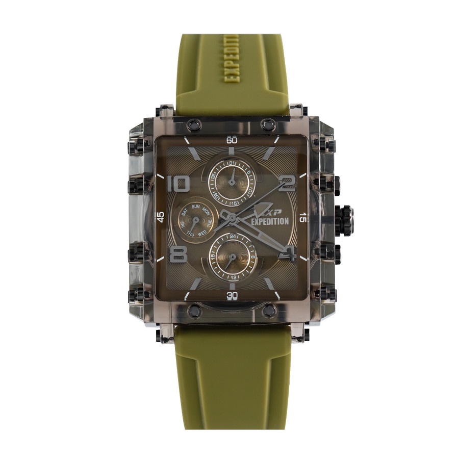 Jam Tangan Wanita Expedition E 6808 / E6808 Black Green Army Rubber Original