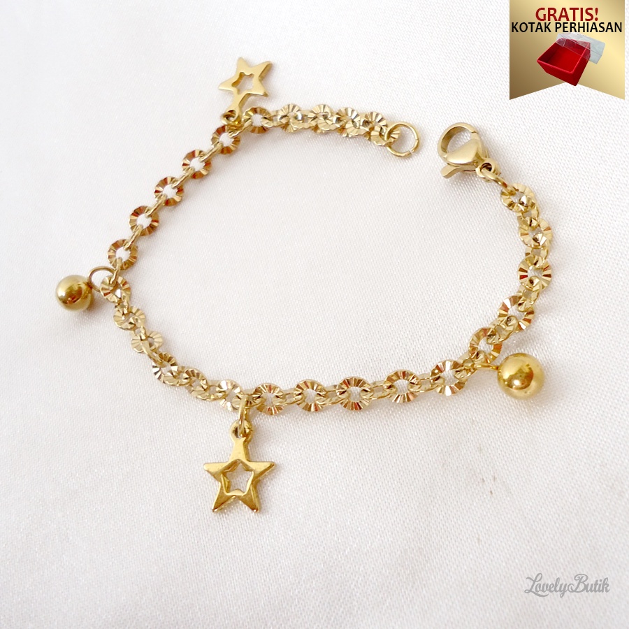Gelang Tangan Titanium Anti Karat dan Luntur V3na Gelang Korea Wanita  Dewasa Anak Anak Model Rantai Nori Donat Mainan Bintang Stars Kekinian BONUS KOTAK PERHIASAN - Lovelybutik