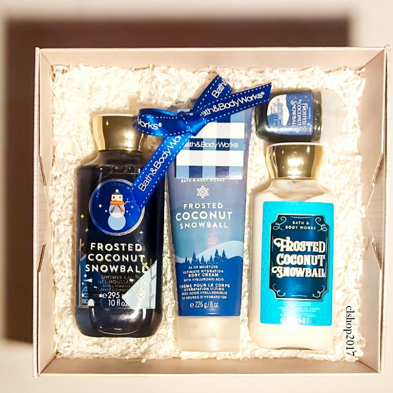 BBW FROSTED COCONUT SNOWBALL FULL SIZE GIFT SET PAKET BATH &amp; BODY WORKS